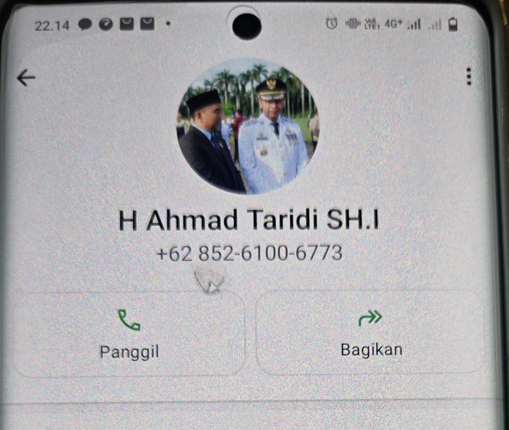 WhatsApp Ketua DPRD Kampar Ahmad Taridi Dikloning Oknum Tak Bertanggung Jawab