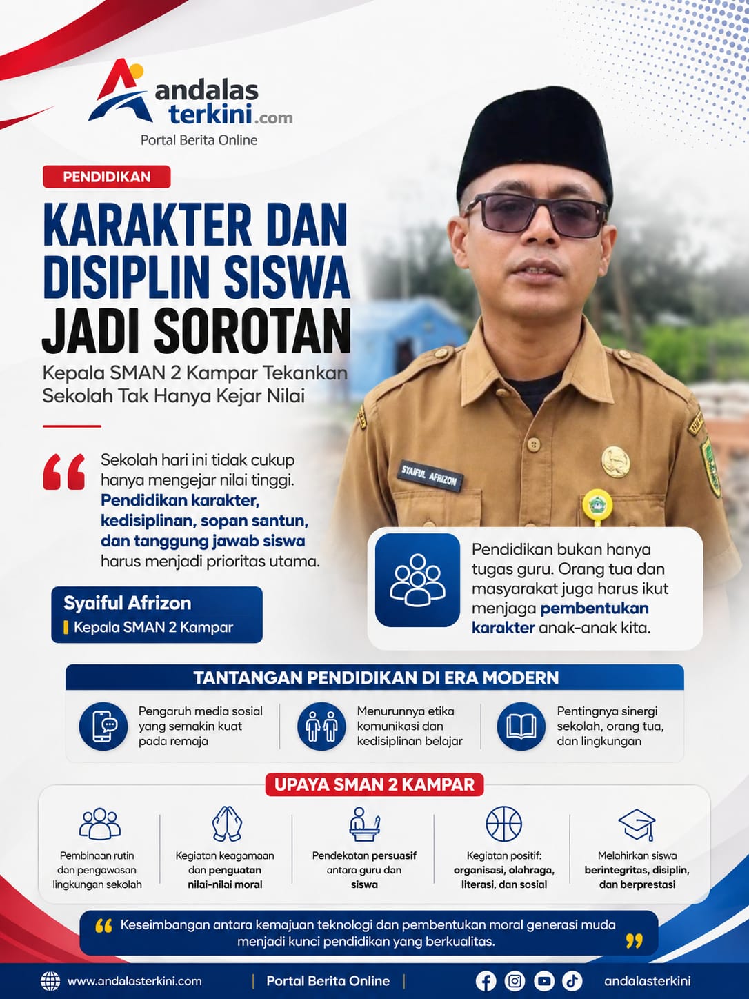 Karakter dan Disiplin Siswa Jadi Sorotan, Kepala SMAN 2 Kampar Tegaskan Sekolah Tak Hanya Kejar Nilai