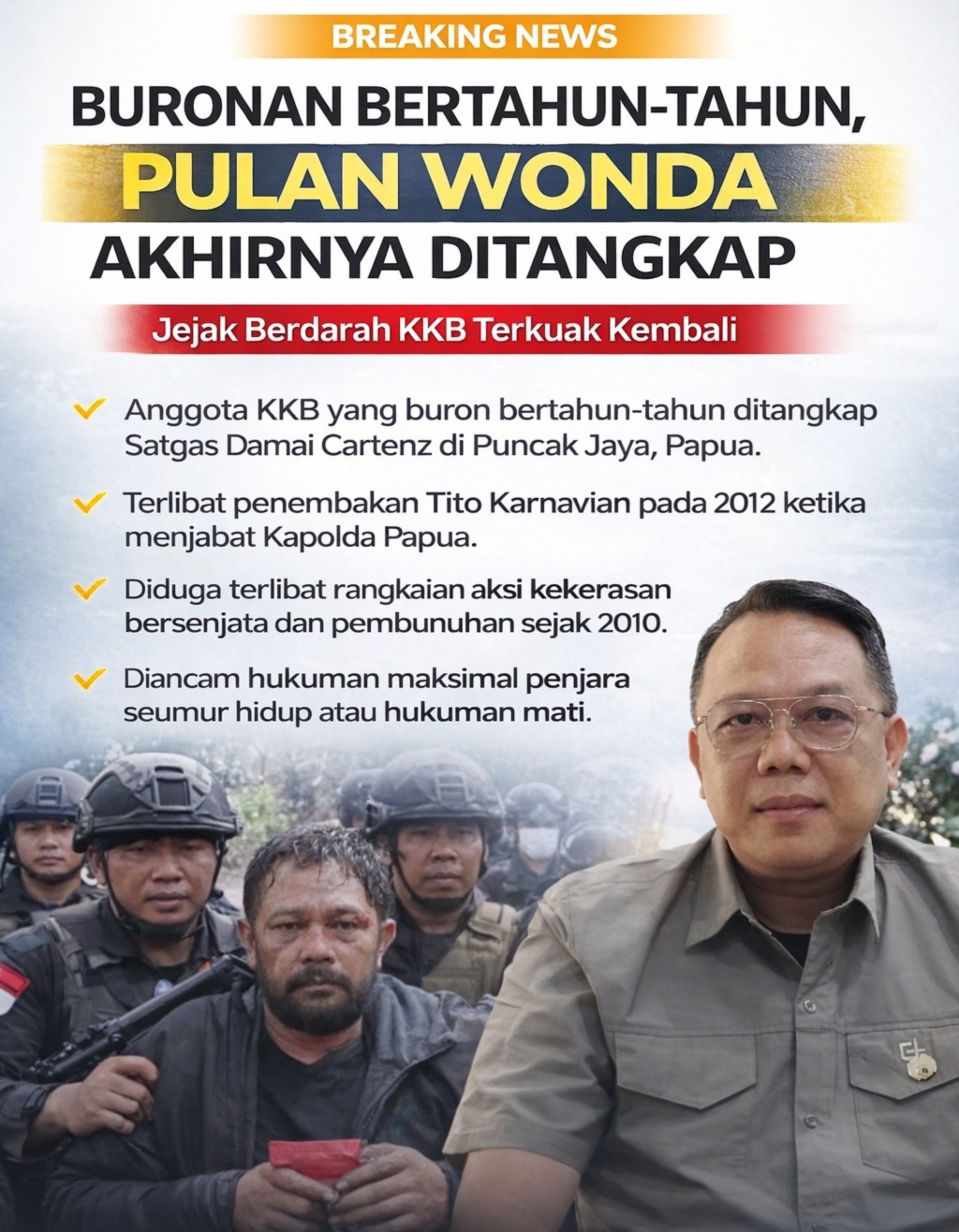 Buronan Bertahun-Tahun, Pulan Wonda Akhirnya Ditangkap: Jejak Berdarah KKB Terkuak Kembali